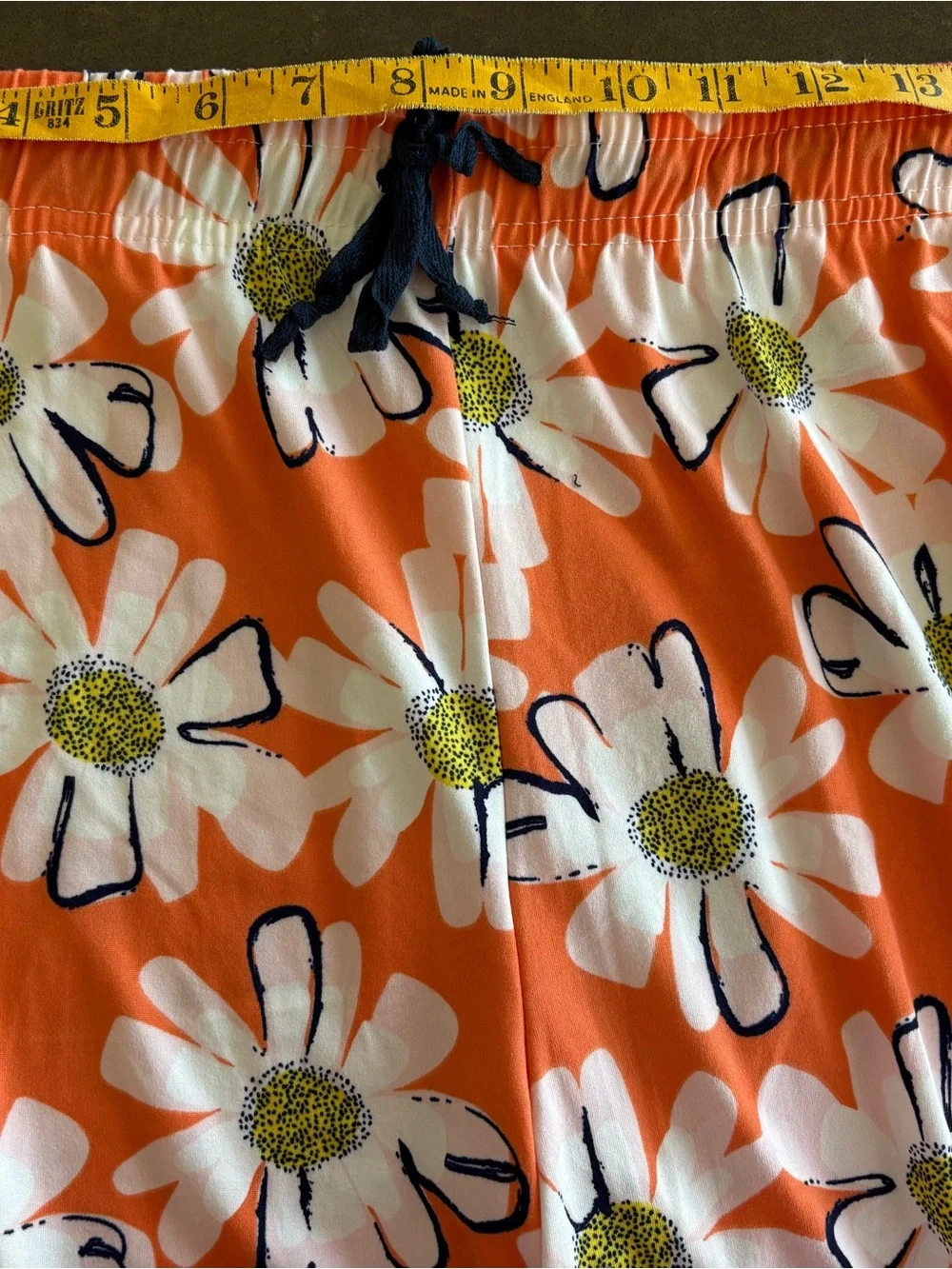 Hello Mello Lazy Daisy Orange White Lounge Pajama Pants Comfy Size Large/XL NWOT